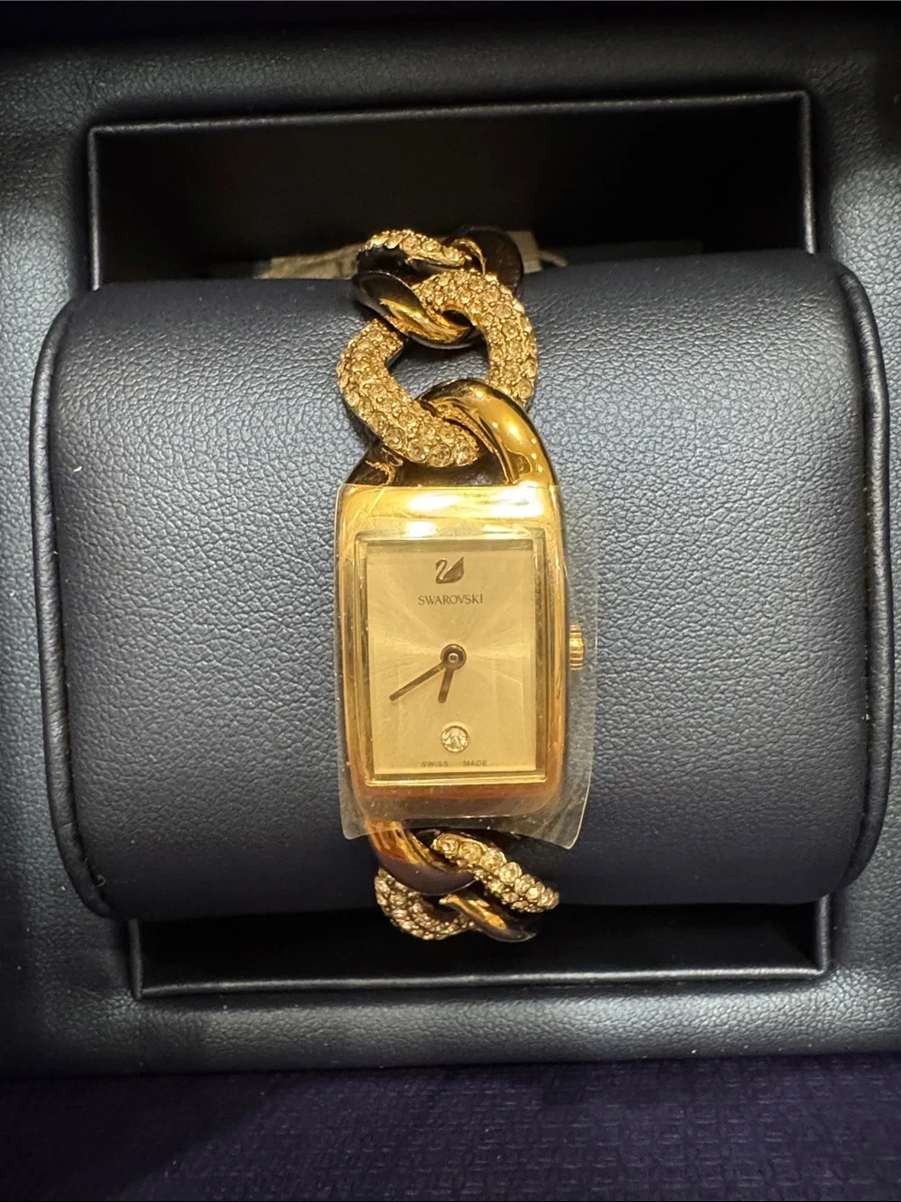 Swarovski Rose Gold Crystal Chain-Link Bracelet Watch